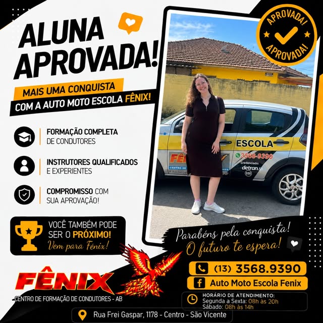 Post do Instagram da Fênix: aluna aprovada