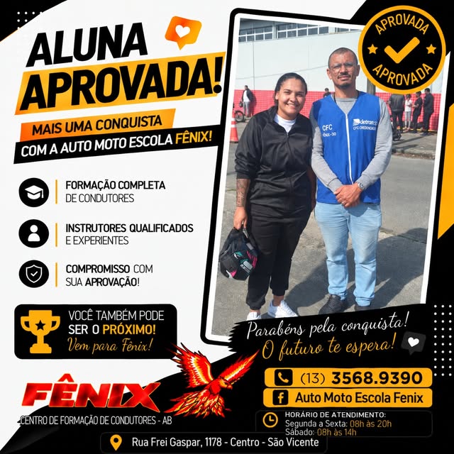 Post do Instagram da Fênix: aluna aprovada