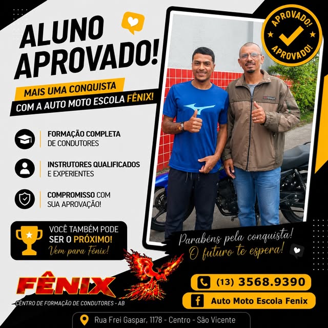 Post do Instagram da Fênix: aluno aprovado