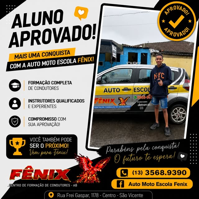 Post do Instagram da Fênix: aluno aprovado